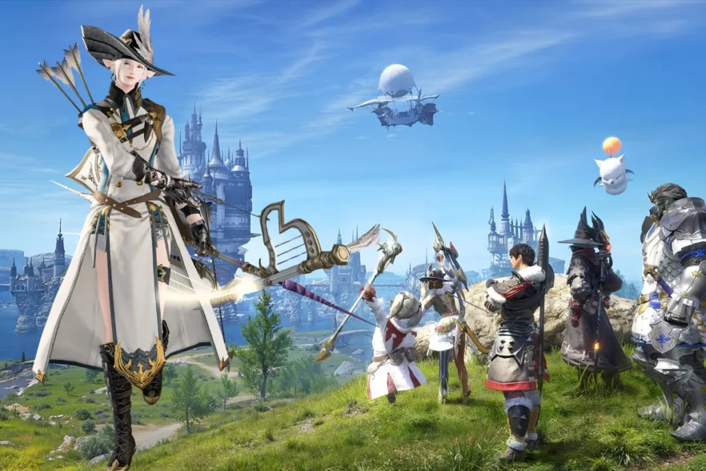 FF14 吟遊詩人 (Bard) 7.0 職業形象照，手持弓箭準備戰鬥的姿勢