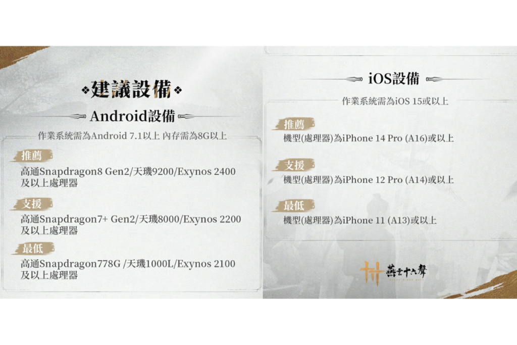 燕雲十六聲手機配置建議