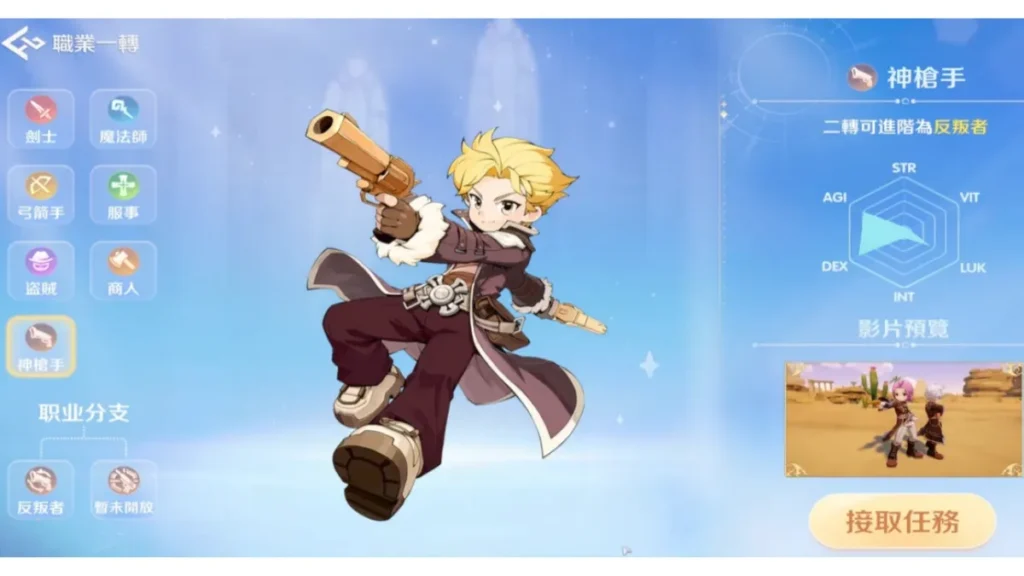 世界之旅神槍手玩法像是獵人，但輸出爆發更高、流派玩法更精細