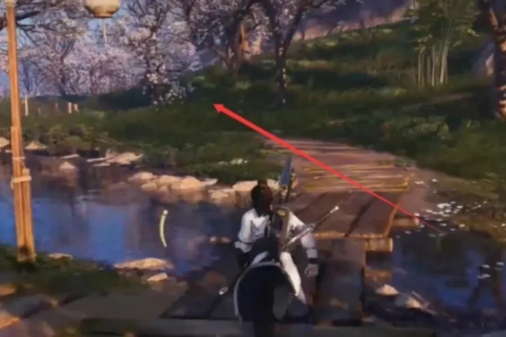 沿著東南方向的道路一直向前走