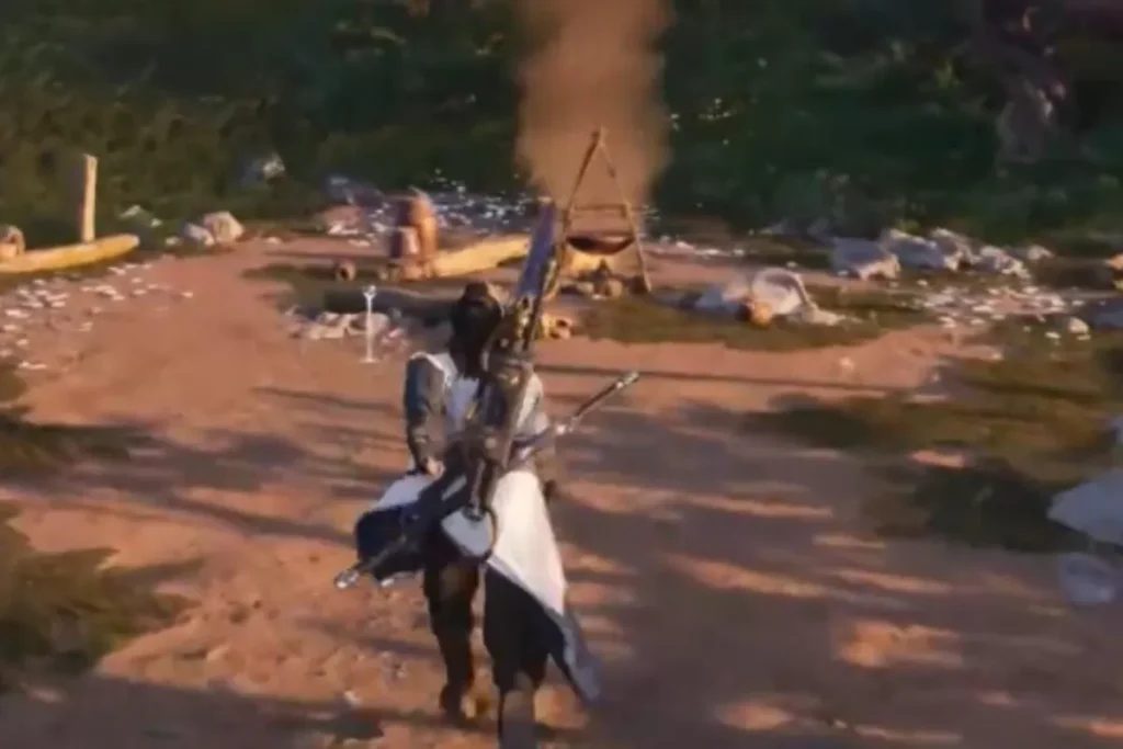 在前方篝火靠近觸發劇情