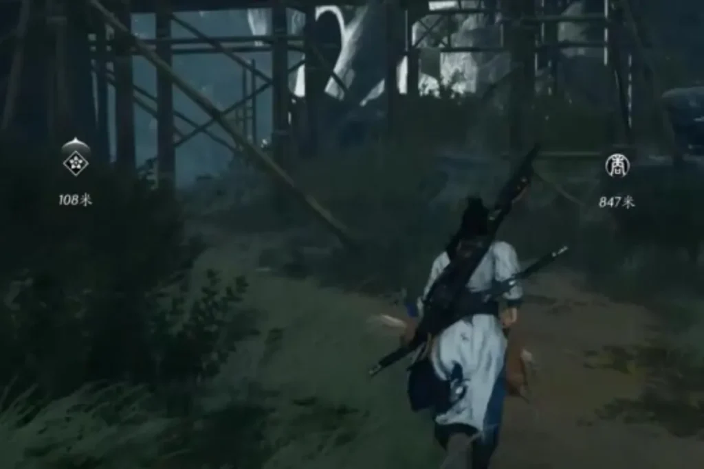 沿著路一直向前走。