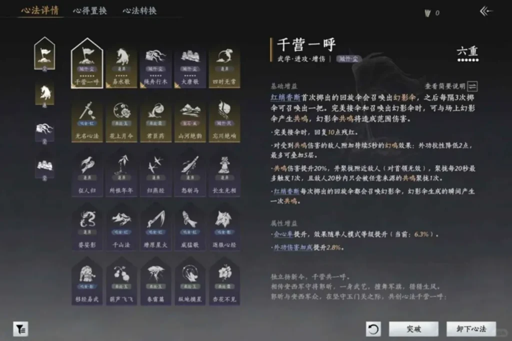 心法千營一呼效果