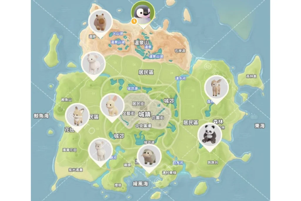 心動小鎮動物位置圖解