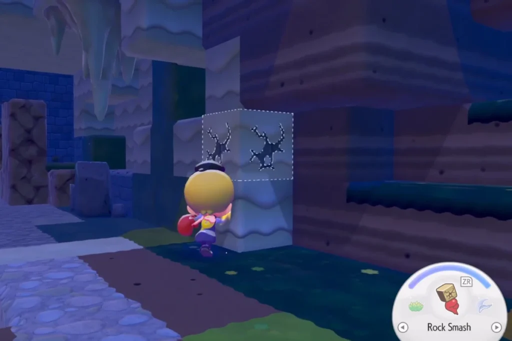 Pokopia 石灰石看到石灰石地形後直接用碎岩去打